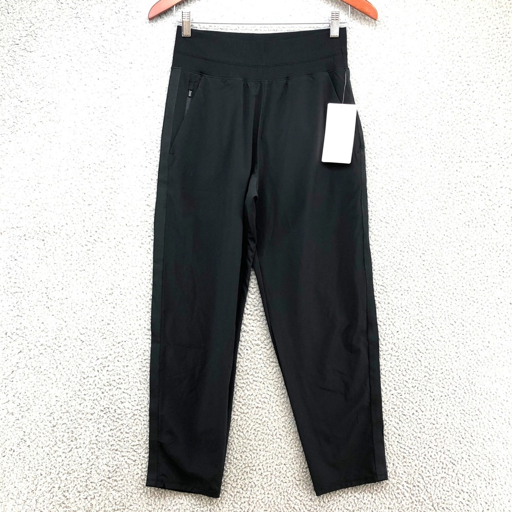 Athleta Nolita Slim Tapered Crop Pant Womens 6 Tall Black High Rise Zip Pocket